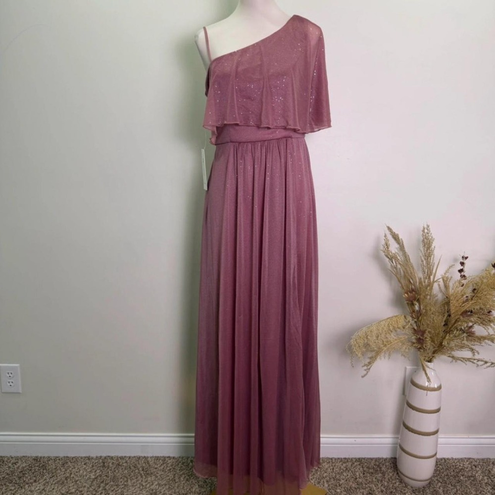 Wear Your Love Size Large Mauve Sparkle One Shoulder Maxi Gown
